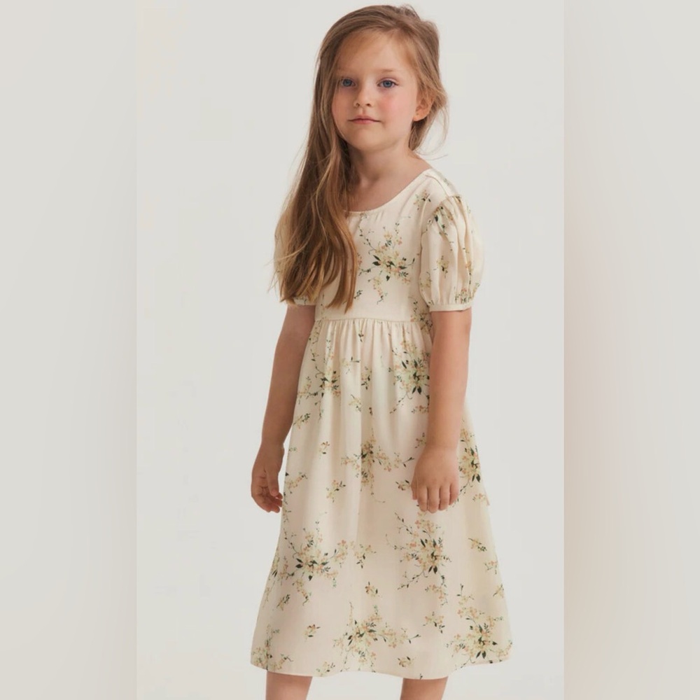 $195 New LoveShackFancy Girls Holly Dress Canary Yellow Floral Silky Size 8
